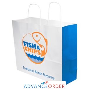 Fish & Chips Jumbo Paper Carrier Bags (Twisted Handles) (315x320x220mm) 1x100