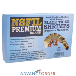 NSFIL Premium Raw HLSO Block, Black Tiger Prawns 16/20, 6x700g net 6x1.4kg