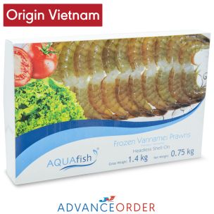 Aquafish Raw Vannamei Prawns Headless Shell On 26/30 6x750g net 6x1.4kg
