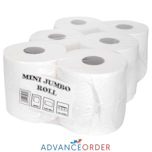 2 Ply Mini Jumbo White Toilet Rolls (2.25 Core) 1x12