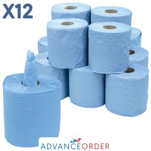 2 Ply Centrefeed Blue Rolls (15.7cmx70m)-1x12