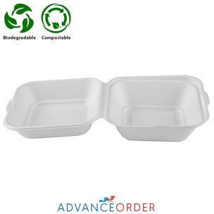 Enviroware 5" White Square Bagasse Burger Box (130x72x126mm) (HB030) 1x500