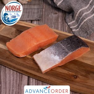 Frozen Norwegian Skin on & Boneless IQF Salmon Portions (4-5oz)-1x10