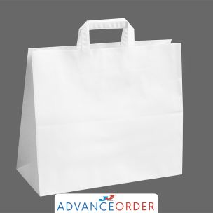 Jumbo White Paper Carrier Bags with Flat Handles (360x150x315mm)-1x125