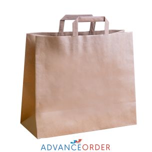 Jumbo Brown Paper Carrier Bags with Flat Handles (360x150x315mm) 1x125