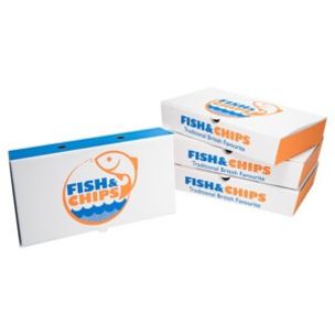 12" Cardboard Fish & Chips Boxes (325x50x160mm) 1x100