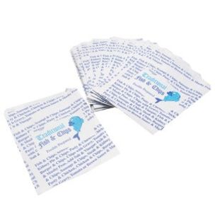 4Flame Fish & Chips Greaseproof Lined SOS4 Bags (B&W Print)(150x185mm)-1x1000