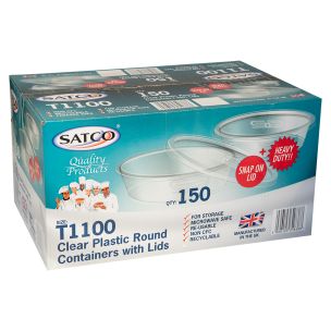 Satco 750ml Round Microwave Plastic Clear Cups with Lids (T1100)-1x150