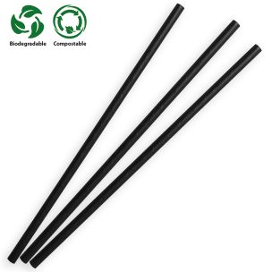 Black Compostable Paper Straws (197x6x6mm) 1x250