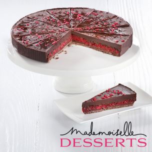 Mademoiselle Vegan Chocolate & Raspberry Tart (Pre-Portioned)-1x14