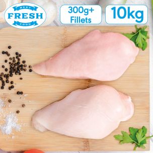 Fresh Halal Chicken Breast Fillets (300g+)-2x5kg