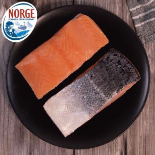 Frozen Norwegian Skin-on & Boneless IQF Salmon Portions (5-6oz)-1x10