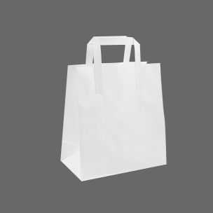 Small White Paper Carrier Bags with Flat Handles (190x100x300mm) 1x100