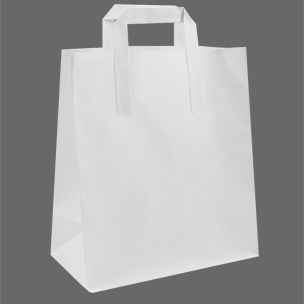 Large White Paper Carrier Bags with Flat Handles (300x250x390mm) 1x100