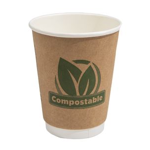 Aqueous 12oz Double Wall Compostable Paper Hot Cup (Lid Ref CUP206) - 1x500