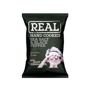 Real Handcooked Crisps Sea Salt & Black Pepper-24x35g