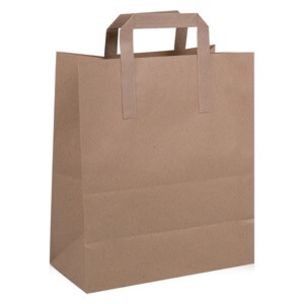 Small Brown Paper Carrier Bags with Flat Handles 1x250