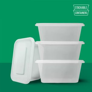JJ 1000ml Heavy Duty Microwave Plastic Containers with Lids 1x250