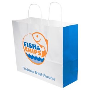Fish & Chips Jumbo Paper Carrier Bags (Twisted Handles) (315x320x220mm) 1x100