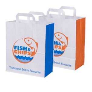 Fish & Chips Large Paper Carrier Bags (260x285x140mm) 1x125