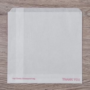 White Printed "Thank You" Grease Resistant Bags (10"x10") 1x1000