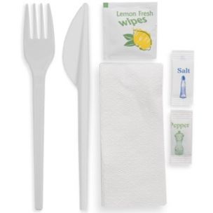 Standard-Weight Meal Pack (Fork-Knife-Salt-Pepper-Wet Wipes-1ply Napkin)-1x250