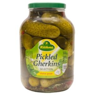 Kuhne Whole Pickled Gherkins (Glass Jar)-1x2.45kg