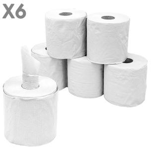 2 Ply Centrefeed White Rolls (17cmx100m)-1x6