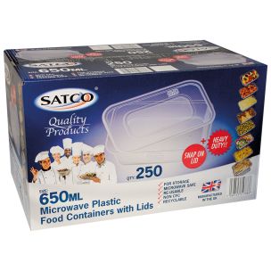 Satco 650ml Microwave Plastic Containers with Lids-1x250