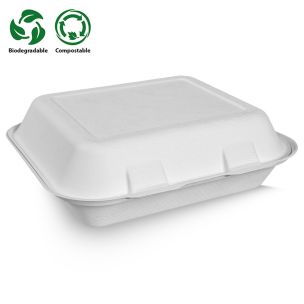 Enviroware Large White Bagasse Food Box (240x70x151mm/10x6") (HBB51) 1x250