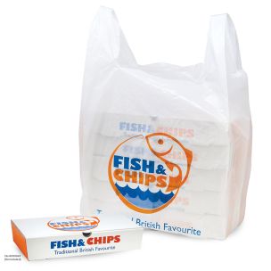 Fish & Chips Jumbo Vest Carrier Bags (330x220x580mm) 1x1000