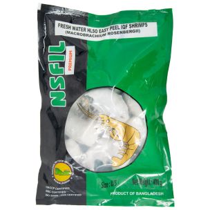 NSFIL Premium EZP, IQF Raw Headless Shell on King Prawns (U5, 400g net)-1x600g