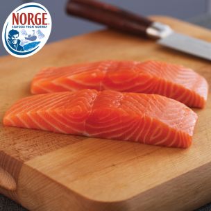 Frozen Norwegian Skinless & Boneless IQF Salmon Portions (4-5oz)-1x10