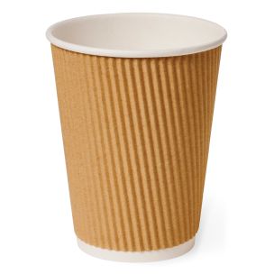 12oz Brown Ripple Wall Paper Hot Cup (Lid Ref CUP158) 1x500