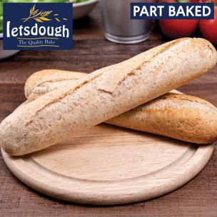 Letsdough Part Baked Wholemeal Demi Baguette (27cm)-30x125g