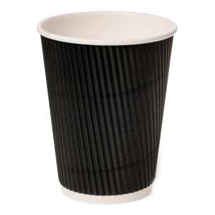 8oz Black Kraft Ripple Wall Hot Cup (Lid Ref CUP156) 1x500