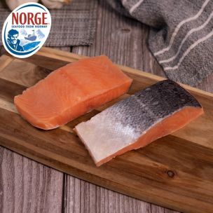 Frozen Norwegian Skin on & Boneless IQF Salmon Portions (4-5oz)-1x10