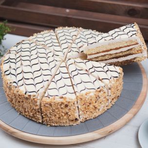Letscake Caffe Latte Cake Decorated with Hazelnuts (12 Pre-Portions) 1x1.68Kg
