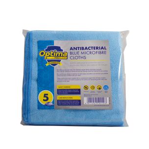 Optima Antibacterial Microfibre Cloths Blue 1x5