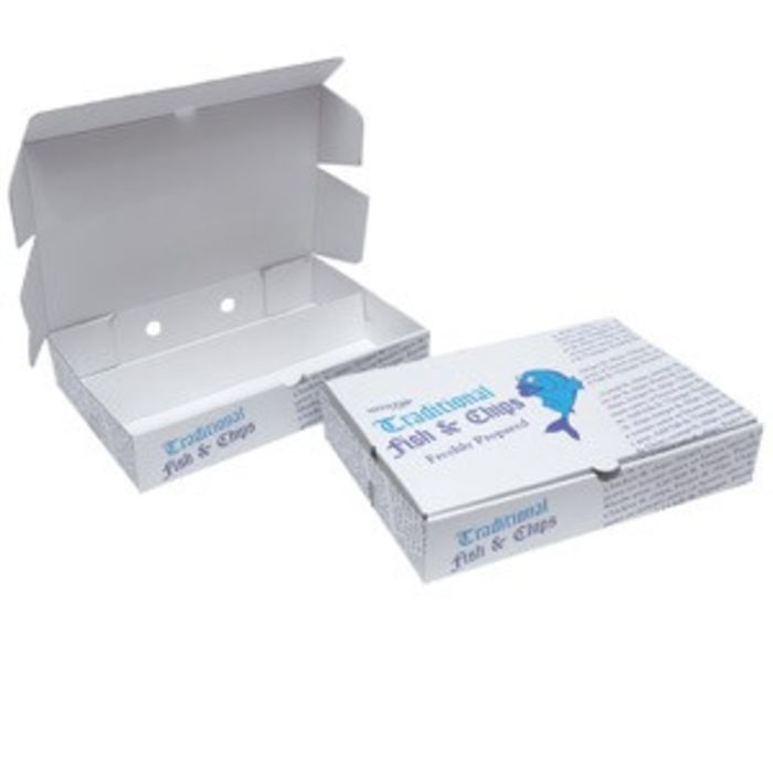 Buy 10" Medium Two Compartment Cardboard Fish & Chips Boxes(B&W Print