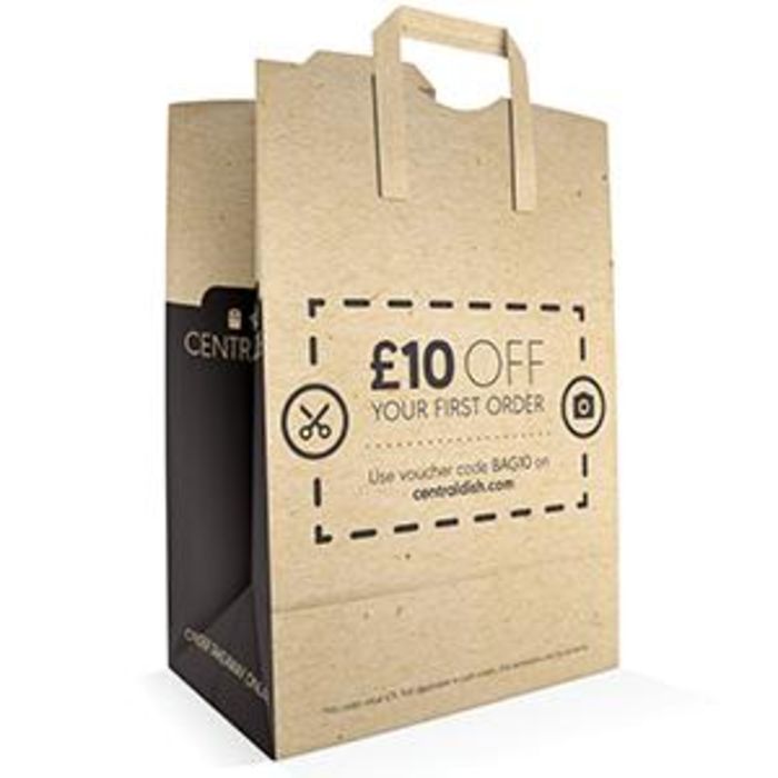 CentralDish.com Large Brown Kraft Paper Carrier Bags (10"x15"x12")-1x100