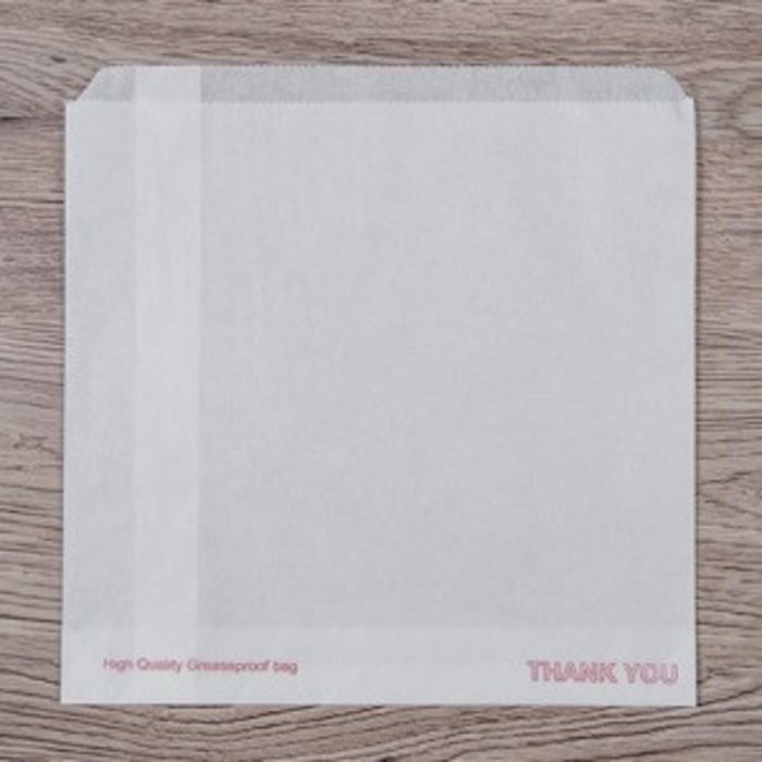 White Printed "Thank You" Grease Resistant Bags (7"x7") 1x1000