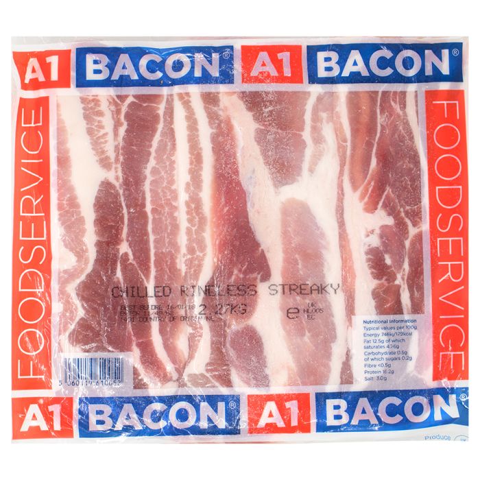A1 Rindless Streaky Bacon-1x2.27kg