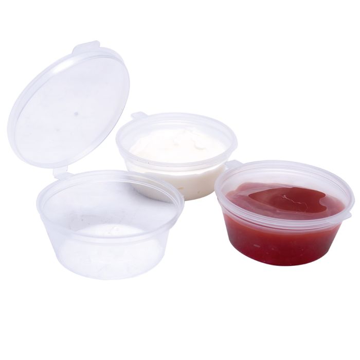 100 x Value Plastic 4oz Sauce Pots and Lids