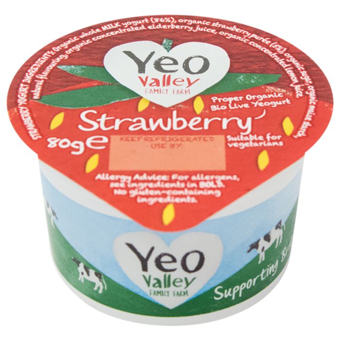 Organic Yeo Valley Strawberry Yogurt-12x80g