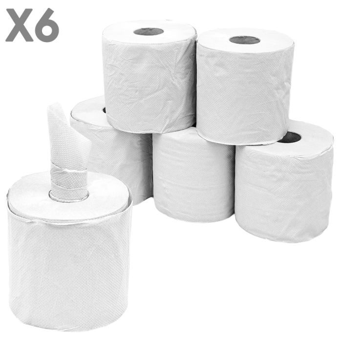 2 Ply Centrefeed White Rolls (17cmx100m)-1x6