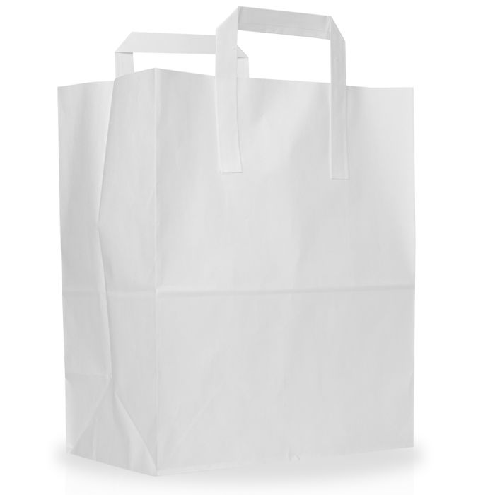 Large White Paper Carrier Bags (10x15.5x12")-1x125