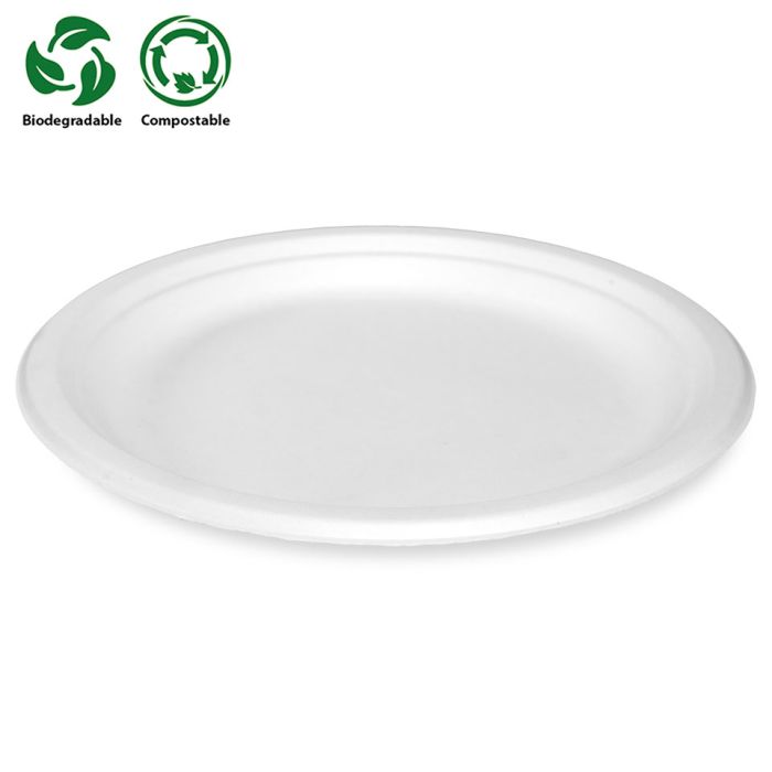Enviroware 9" White Bagasse Plates (230x230x17mm) 1x500