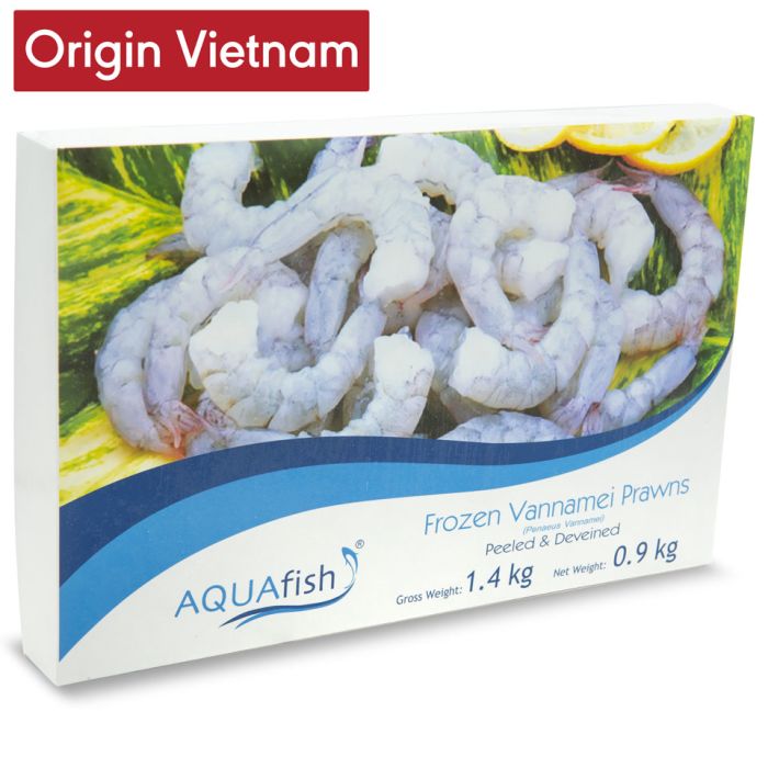 Aquafish Raw  Vannamei Prawns P&D (21/25, 900g net)-6x1.4kg