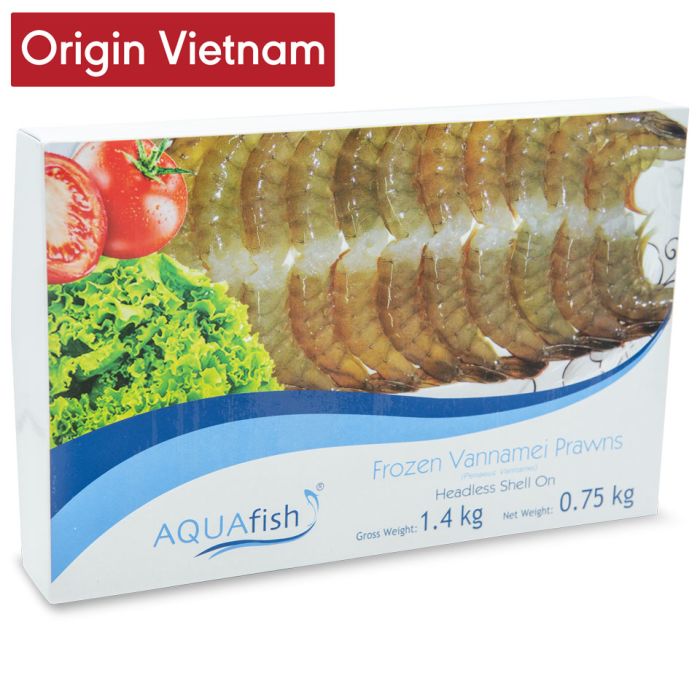 Aquafish Raw Vannamei Prawns Headless Shell On (26/30, 6x750g net) -6x1.4kg